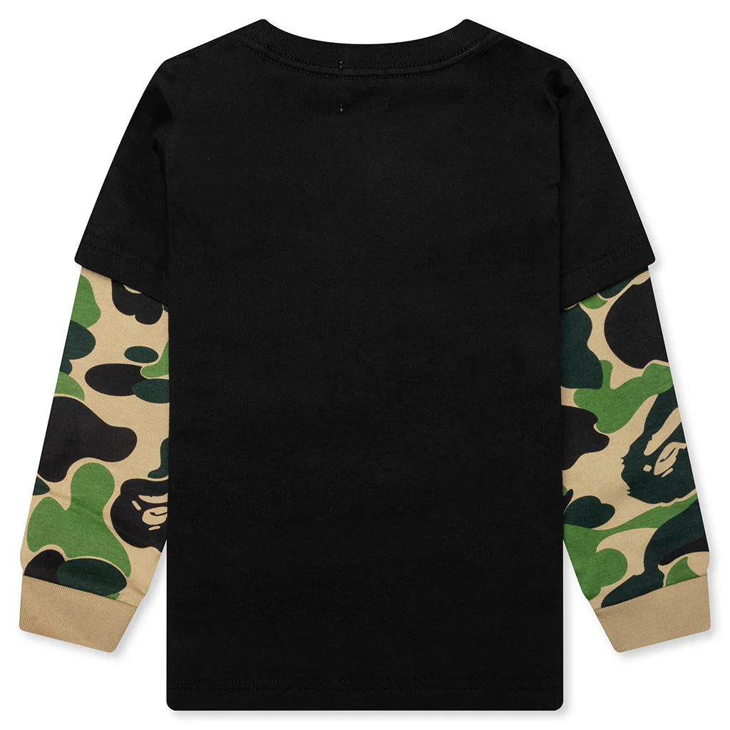 Kids Abc Camo College Layered Sleeves L S Tee Black