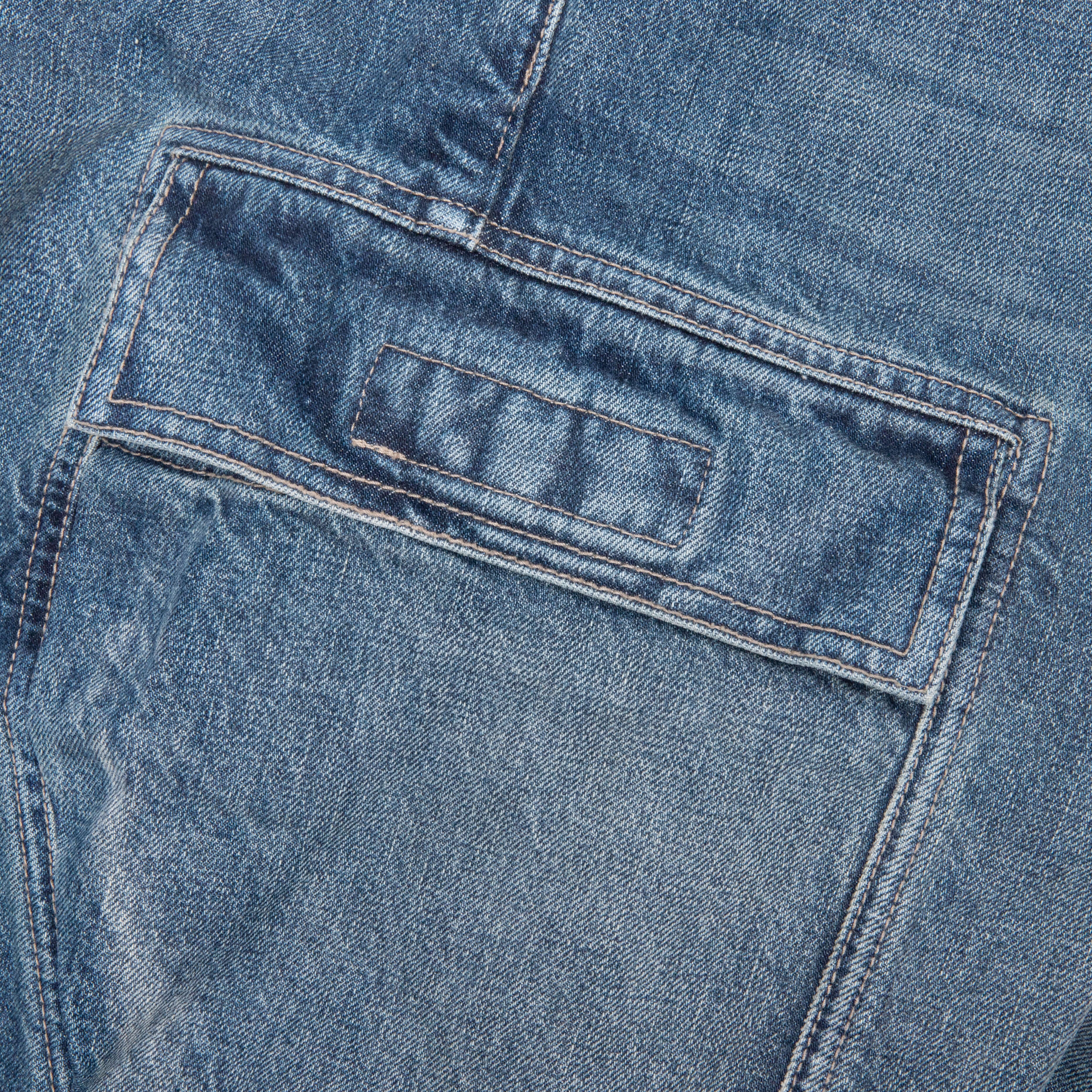 Double Cargo Denim Jeans Washed Indigo