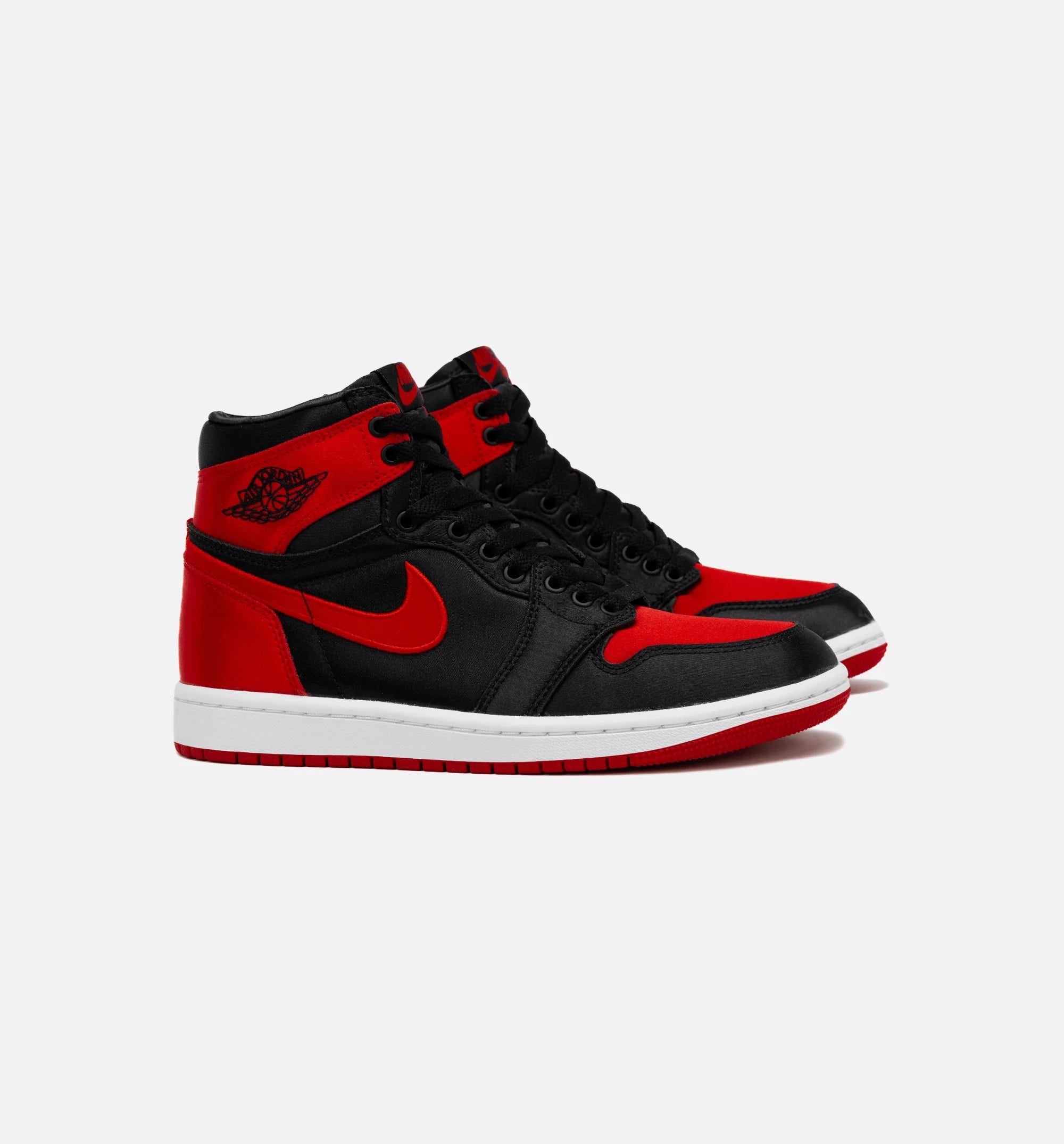 Air Jordan 1 Retro Hi OG Satin Bred Womens Lifestyle Shoe Black Red