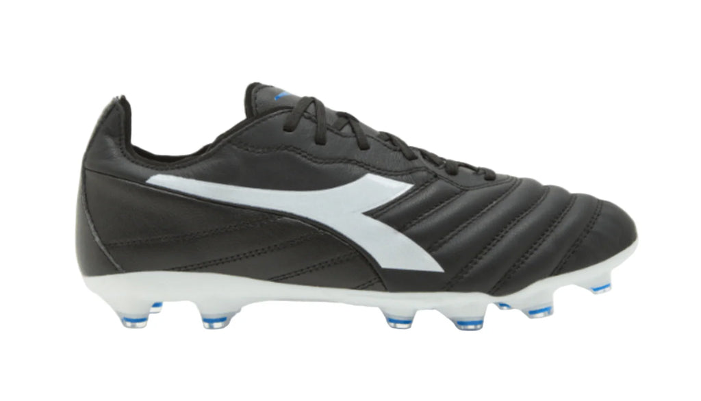 Diadora Brasil Elite 2 LT LP 12 FG Firm Ground Soccer Cleats Black White Royal Blue