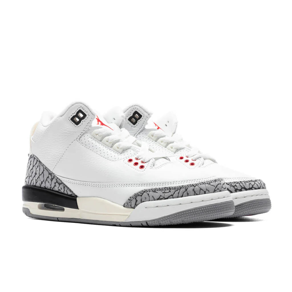 Air Jordan 3 Retro GS White Cement Reimagined Summit White Fire Red