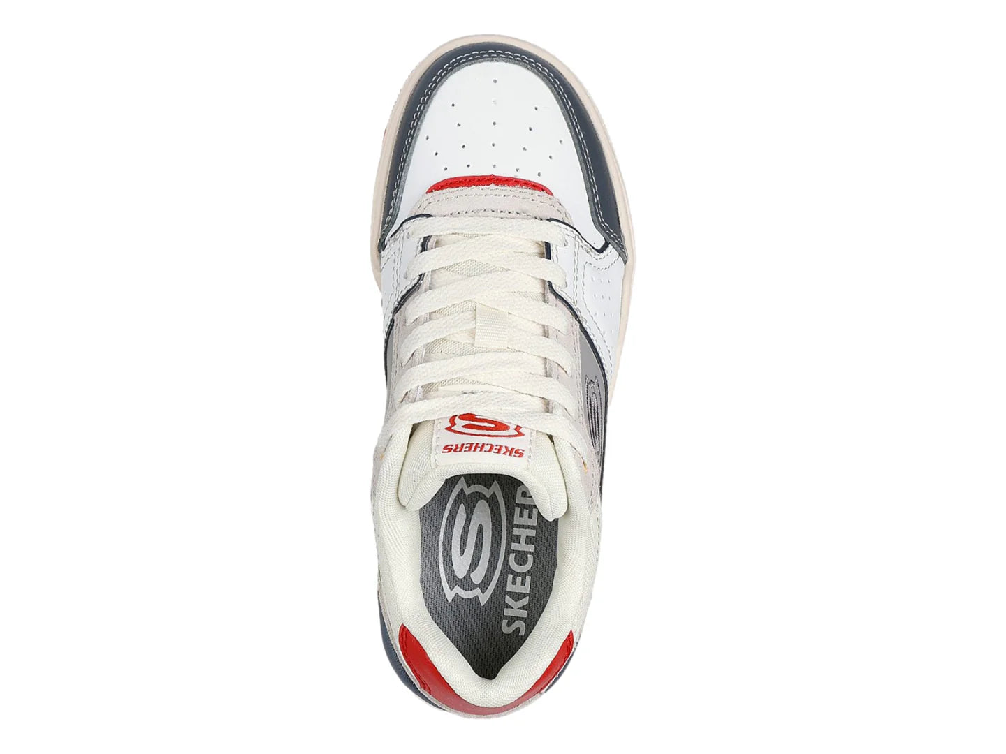 Tenis Skechers Street B Blanco y Rojo para Niño