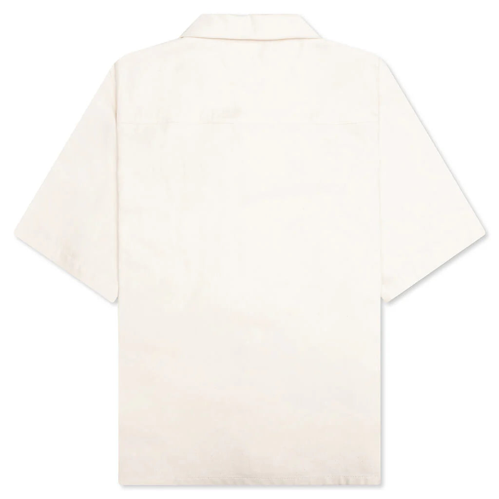 Cream Denim Short Sleeve Shirt with Trunakaroo Plaque Bone