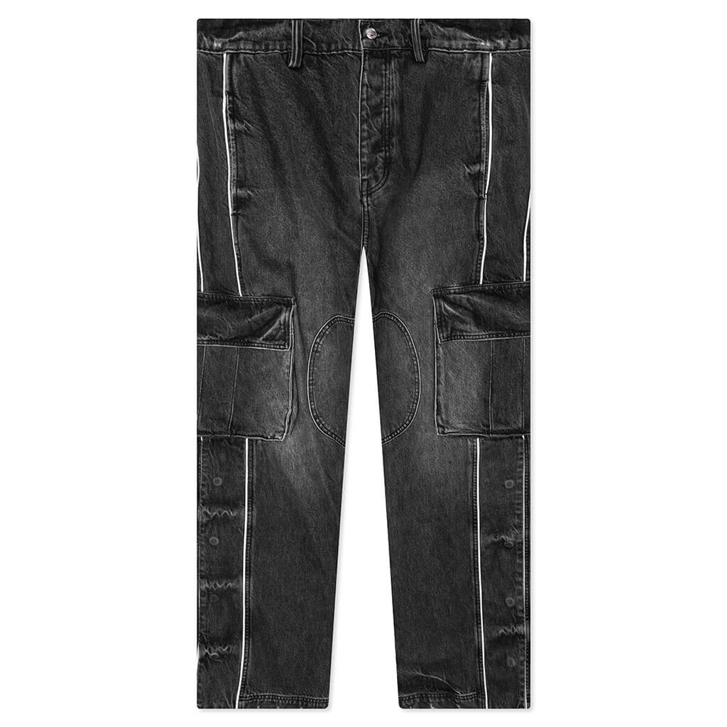 Denim Track Logo Cargo Pants Dark Wash
