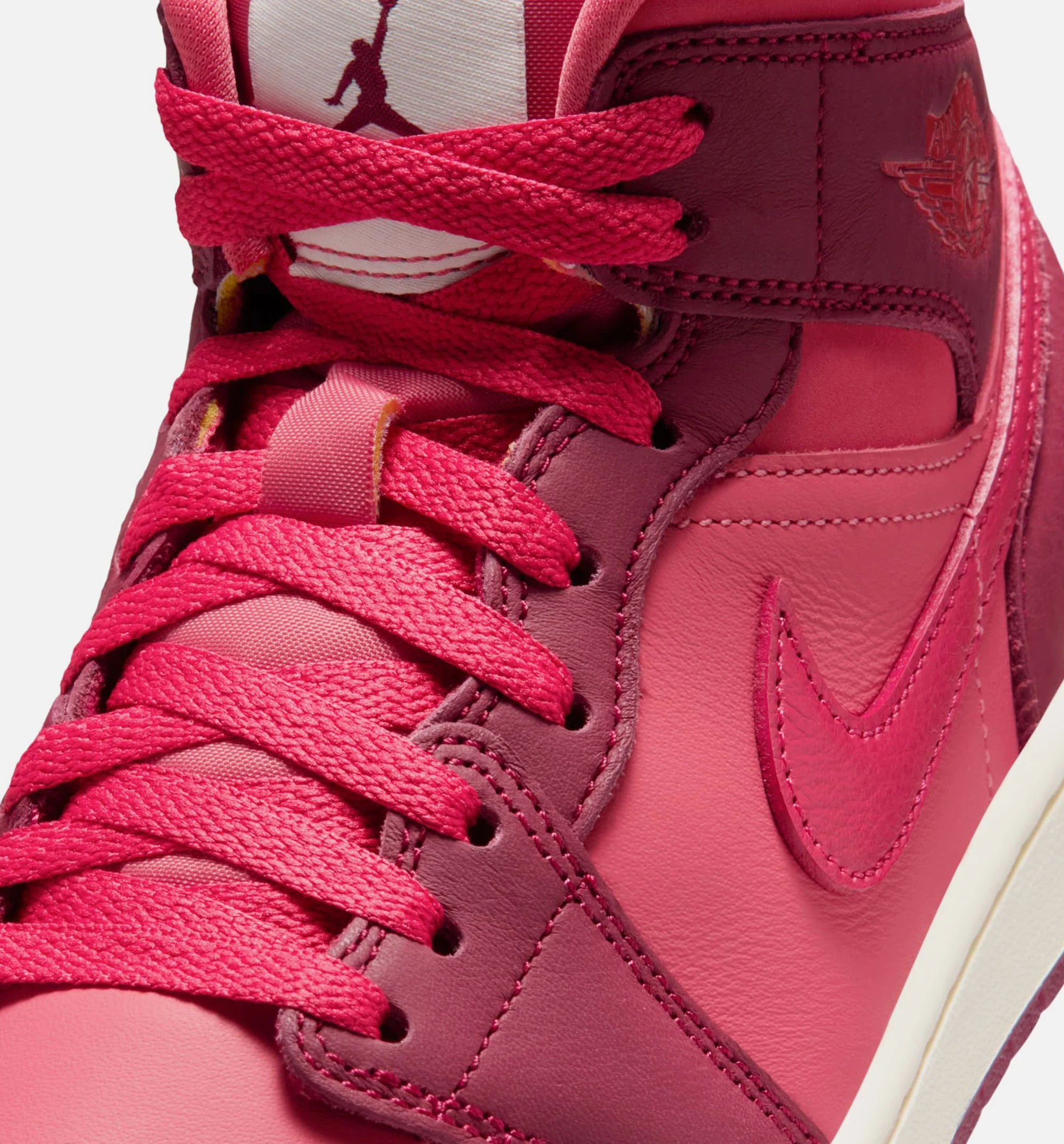 Air Jordan 1 Mid SE Valentines Day Womens Lifestyle Shoe Team Red Sierra Red Pueblo Red