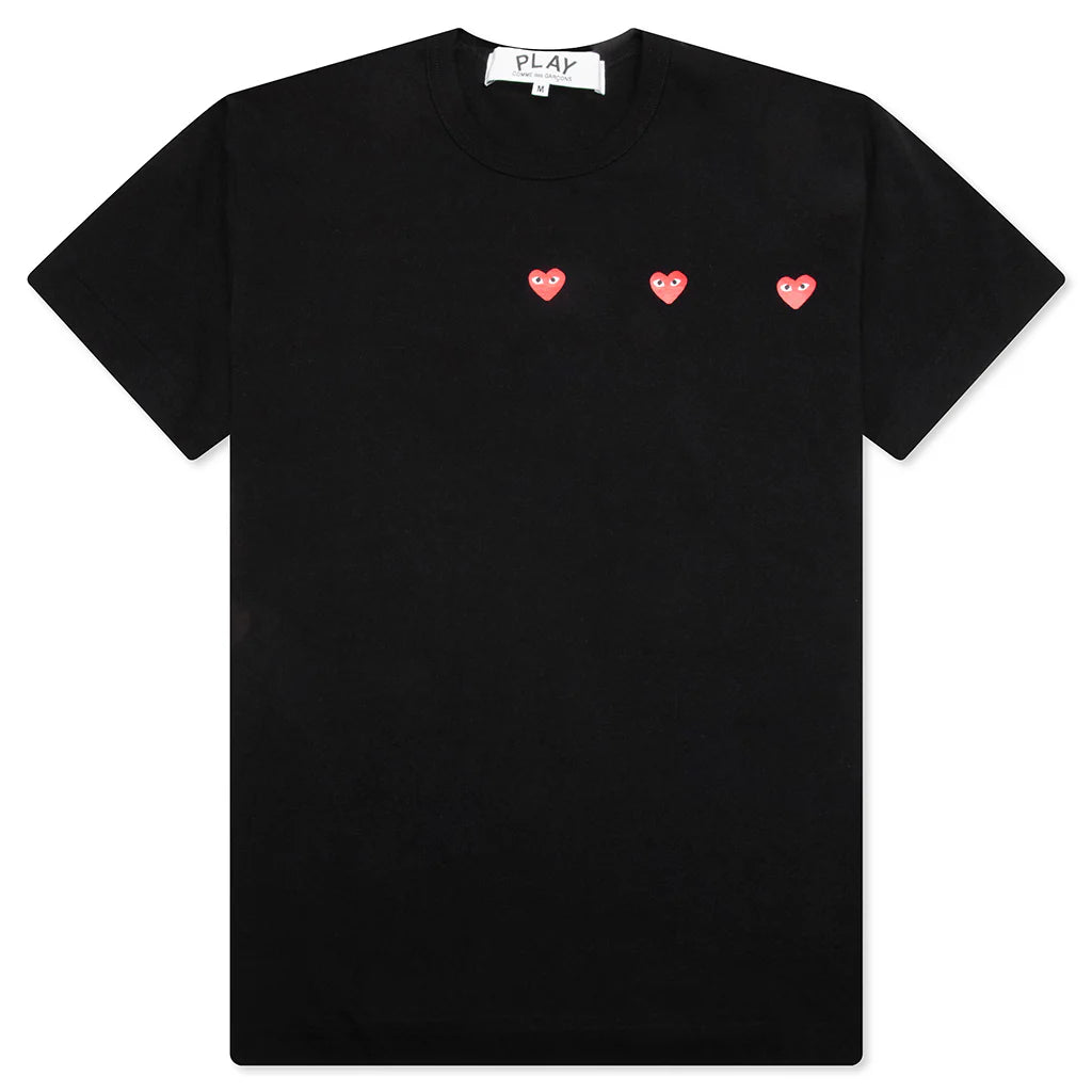 Multi Red Heart Logo Print T Shirt Black