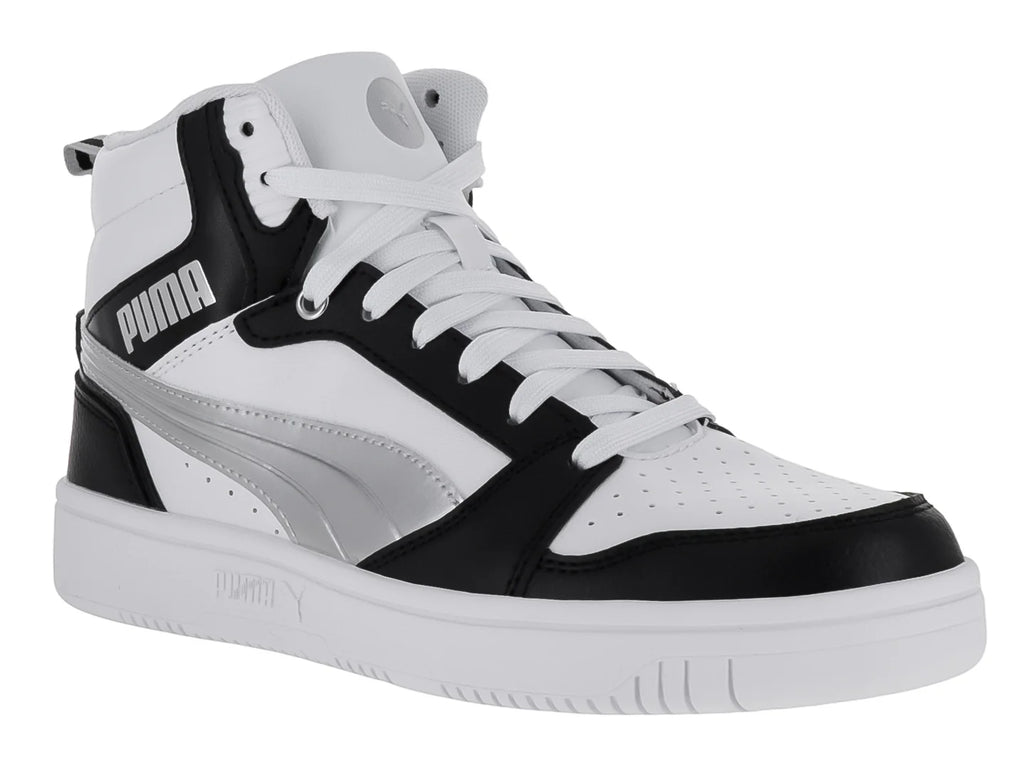 Tenis PUMA Rebound V6 Blanco Negro Plata para Mujer