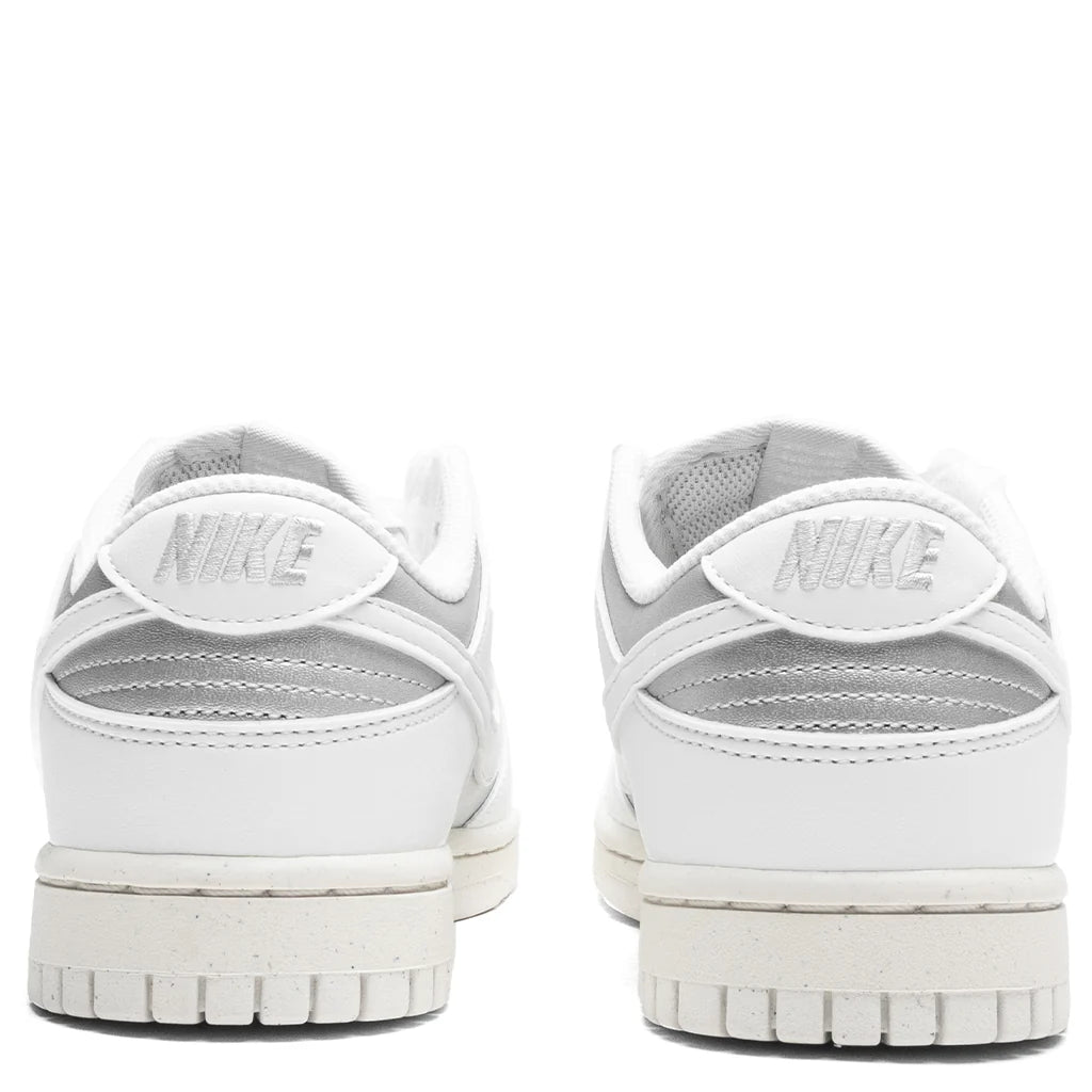 Womens Dunk Low Next Nature Metallic Platinum Summit White Pale Ivory