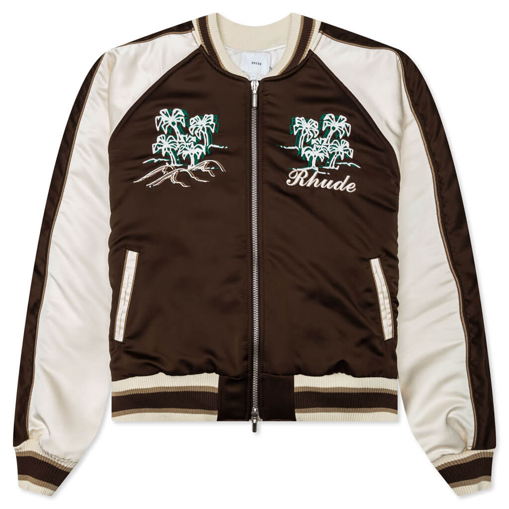 Crepe Satin Souvenir Jacket Brown Cream