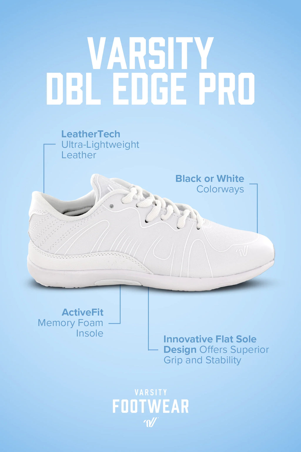Varsity DBL Edge Pro White Cheer Shoes