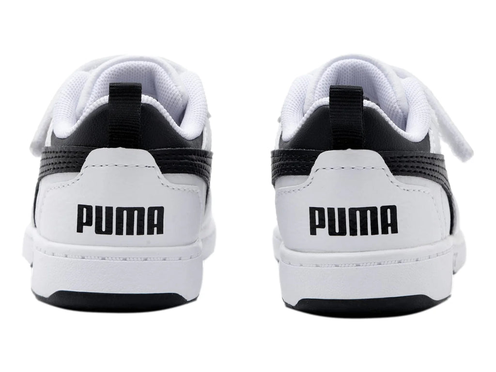 Tenis PUMA Rebound V6 Lo AC Blanco y Negro para Niño
