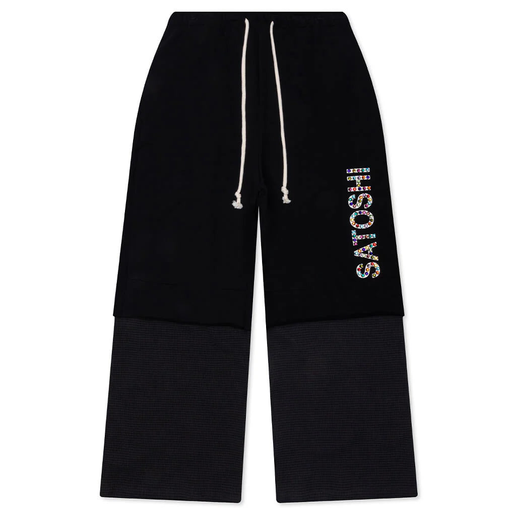Double Layer Studded Sweatpant Black