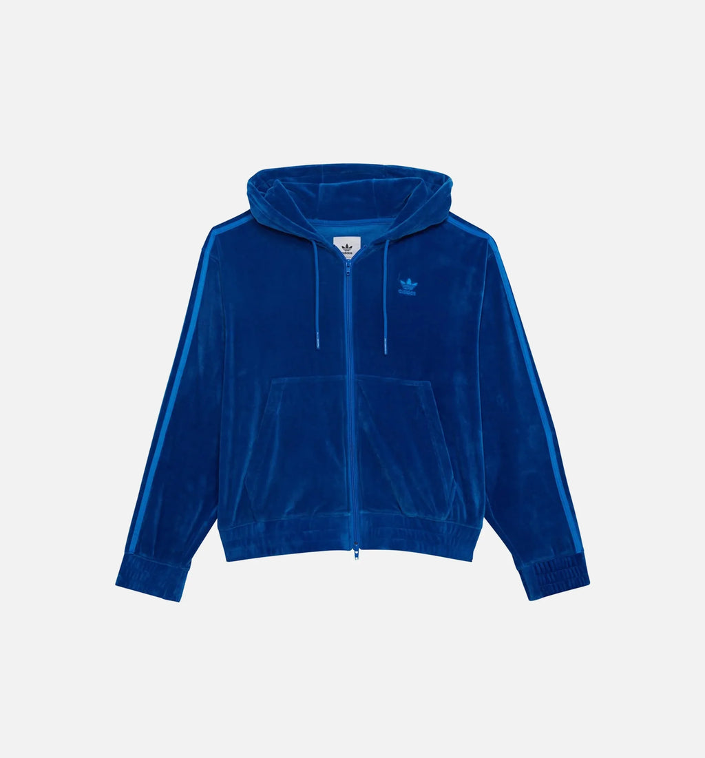 Jeremy Scott Velour Full Zip Hoodie Mens Jacket Blue