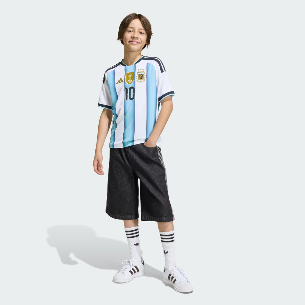 adidas Argentina Home 10 Messi Youth Soccer Jersey 26 White Blue