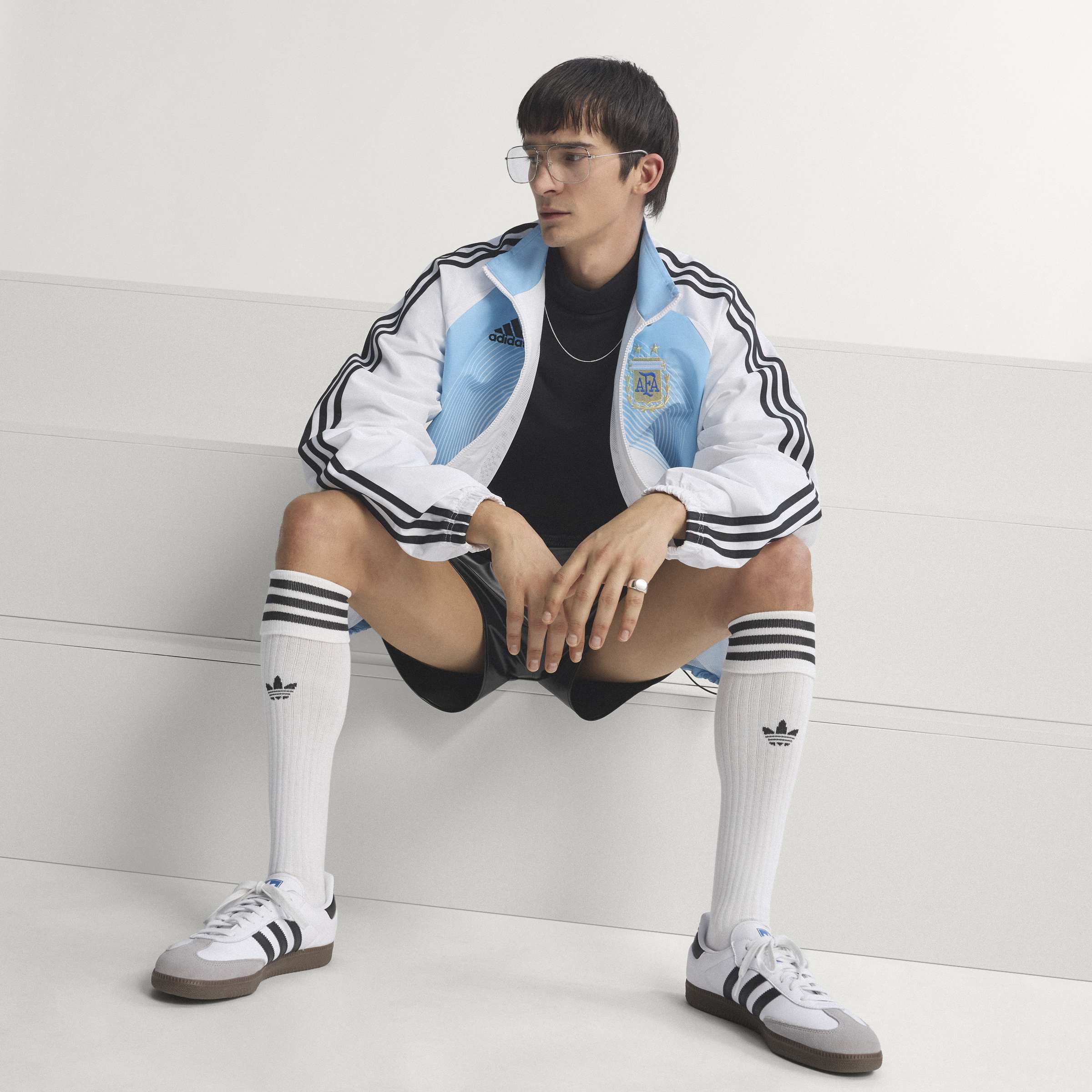 adidas Argentina Home Mens Track Top 2006 White Sky Blue