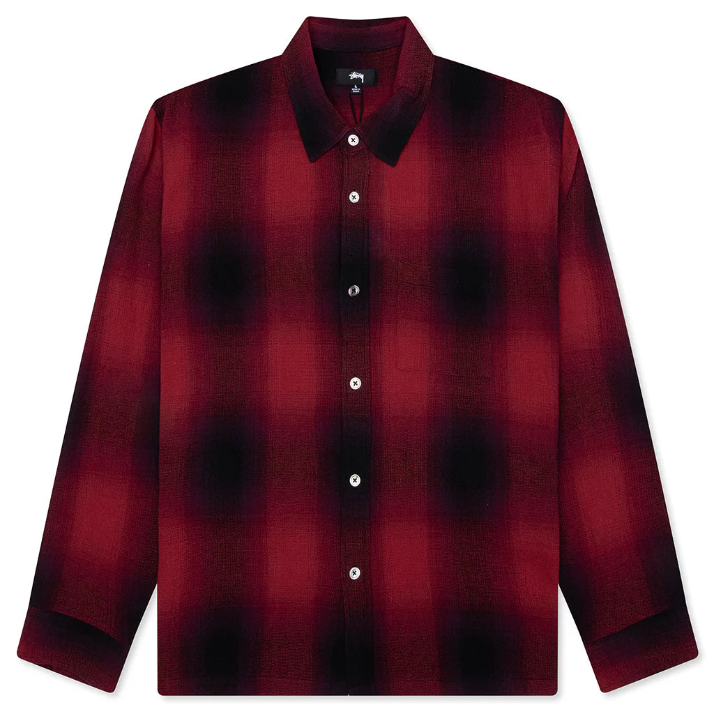 Loose Weave Plaid Shirt Red