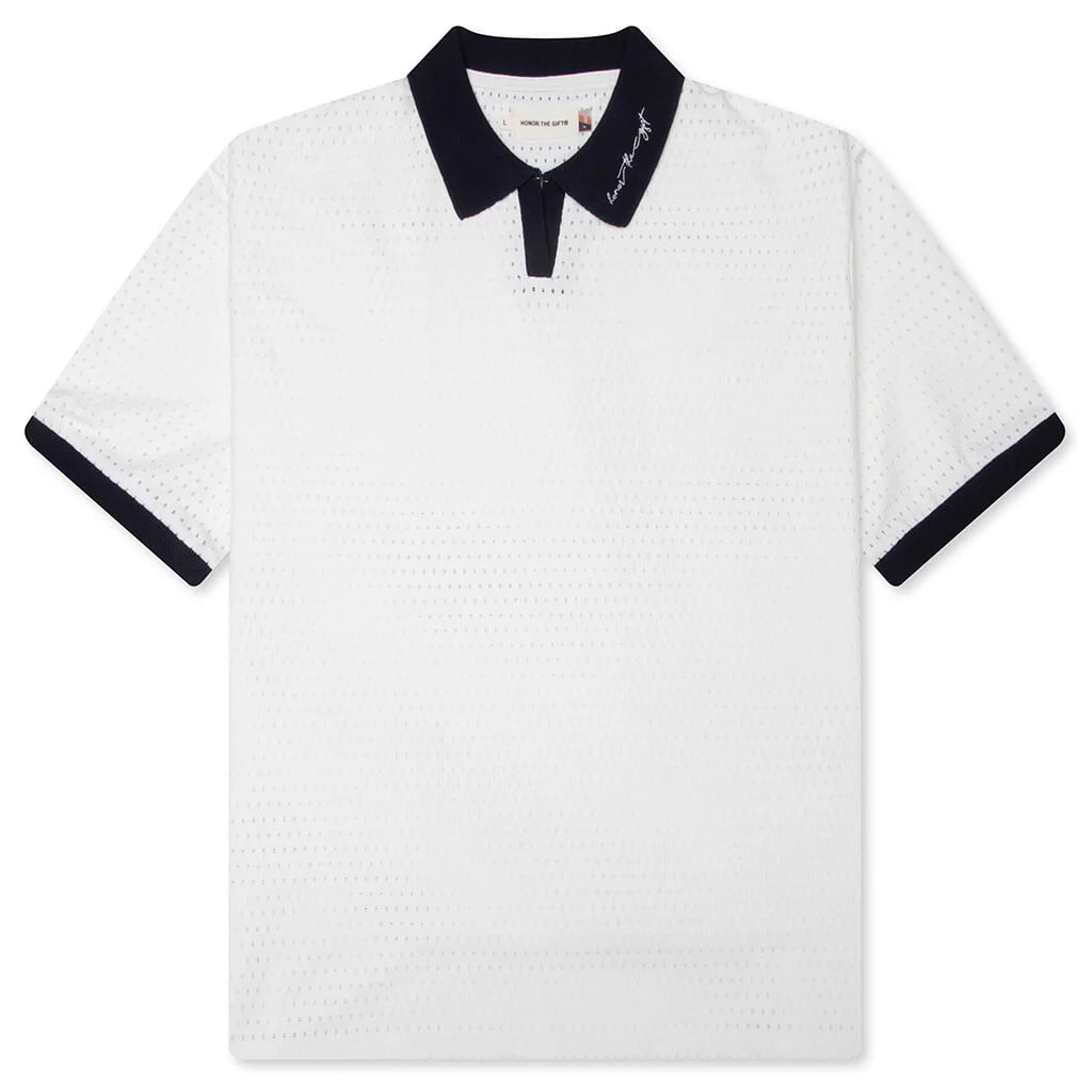 Pique Colorblock Polo Bone