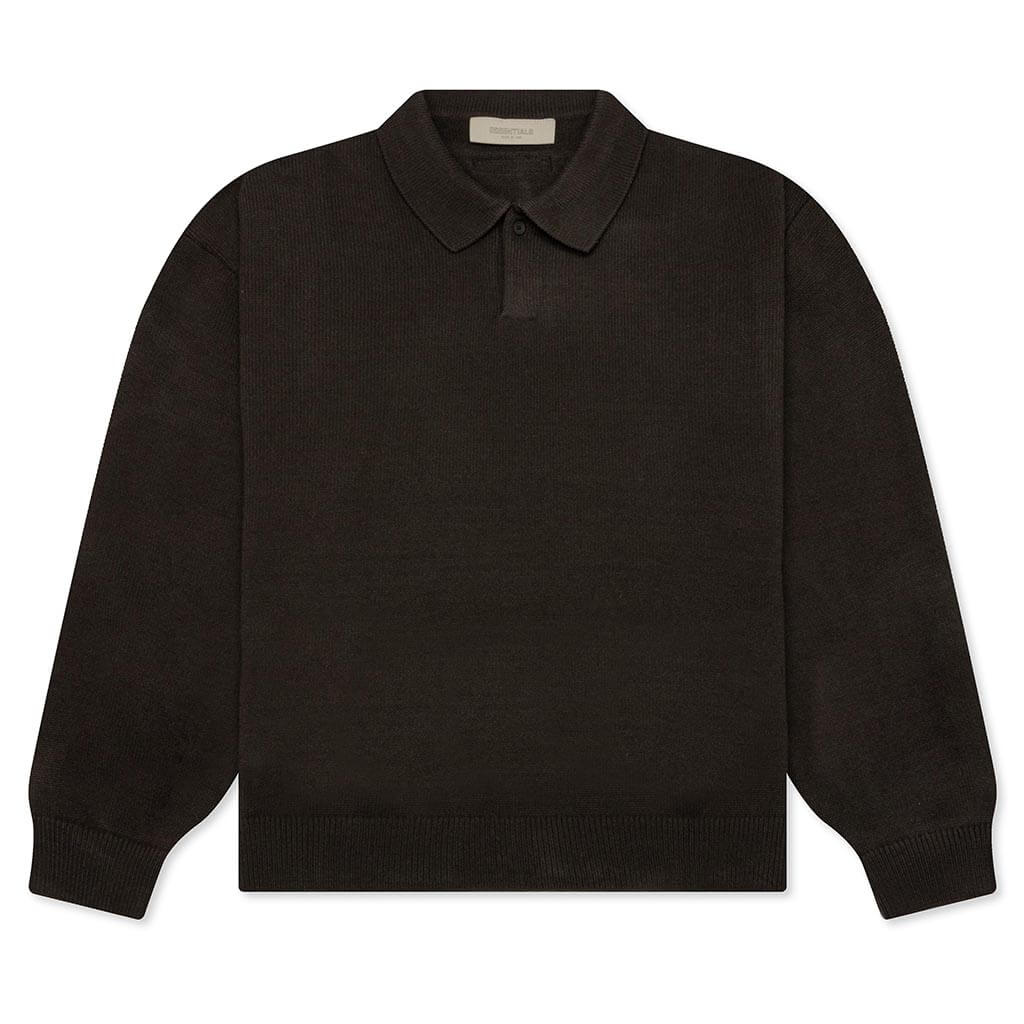 Knit L S Polo Off Black