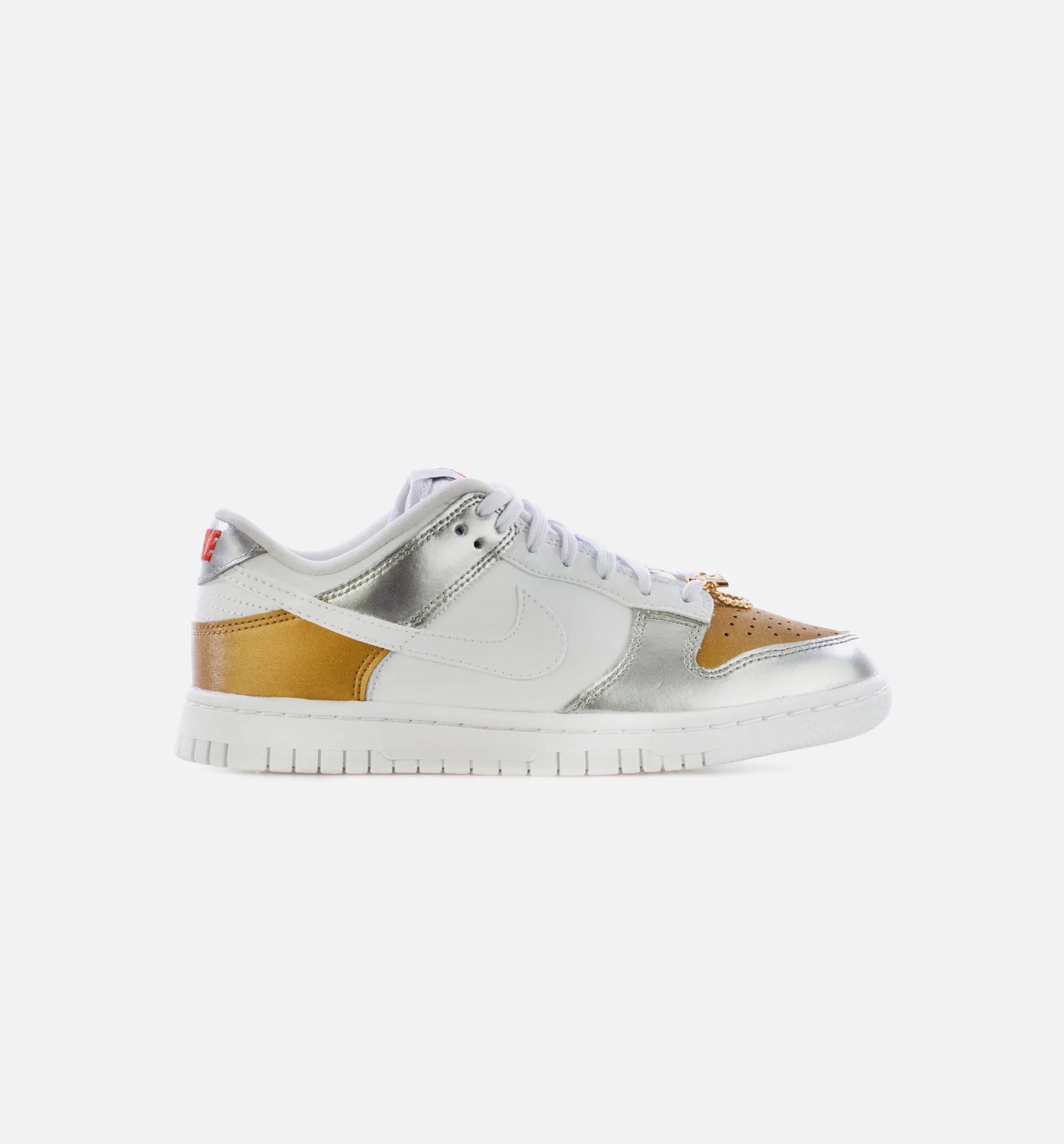 Dunk Low Metallic Womens Lifestyle Shoe Gold White Silver
