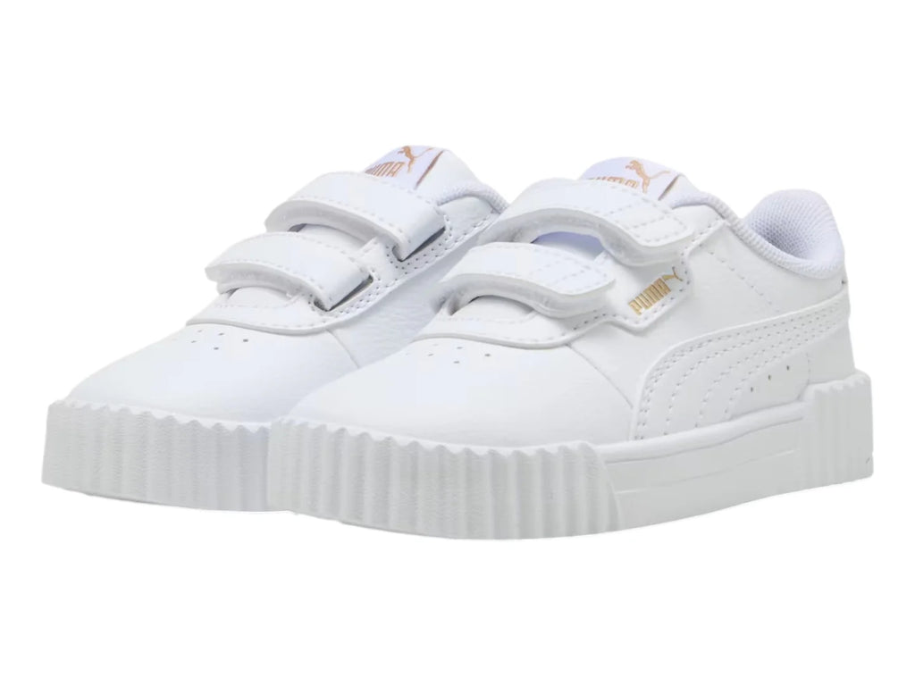 Tenis PUMA Carina 30 V Blanco y Oro para Niña