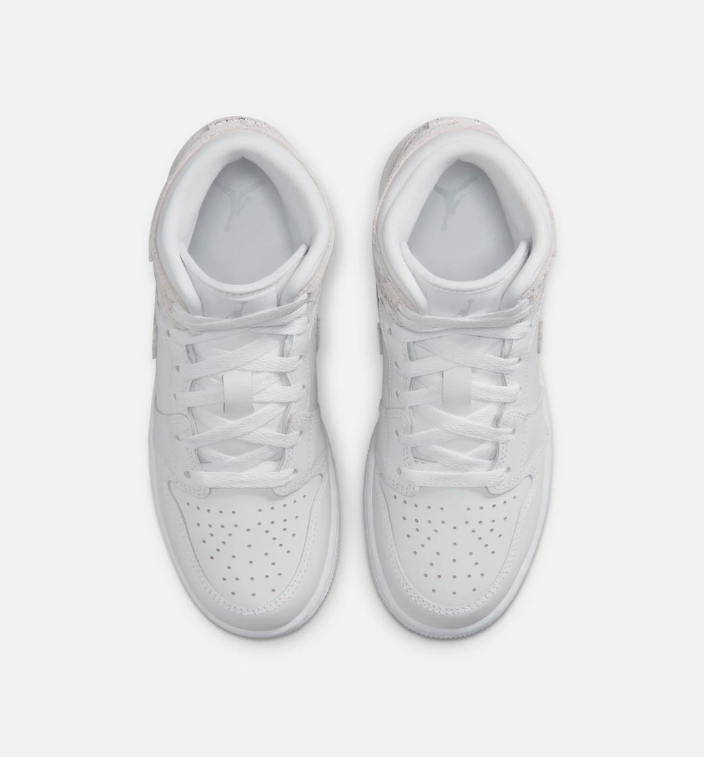 Air Jordan 1 Mid SE Grade School Lifestyle Shoe White Field Silver