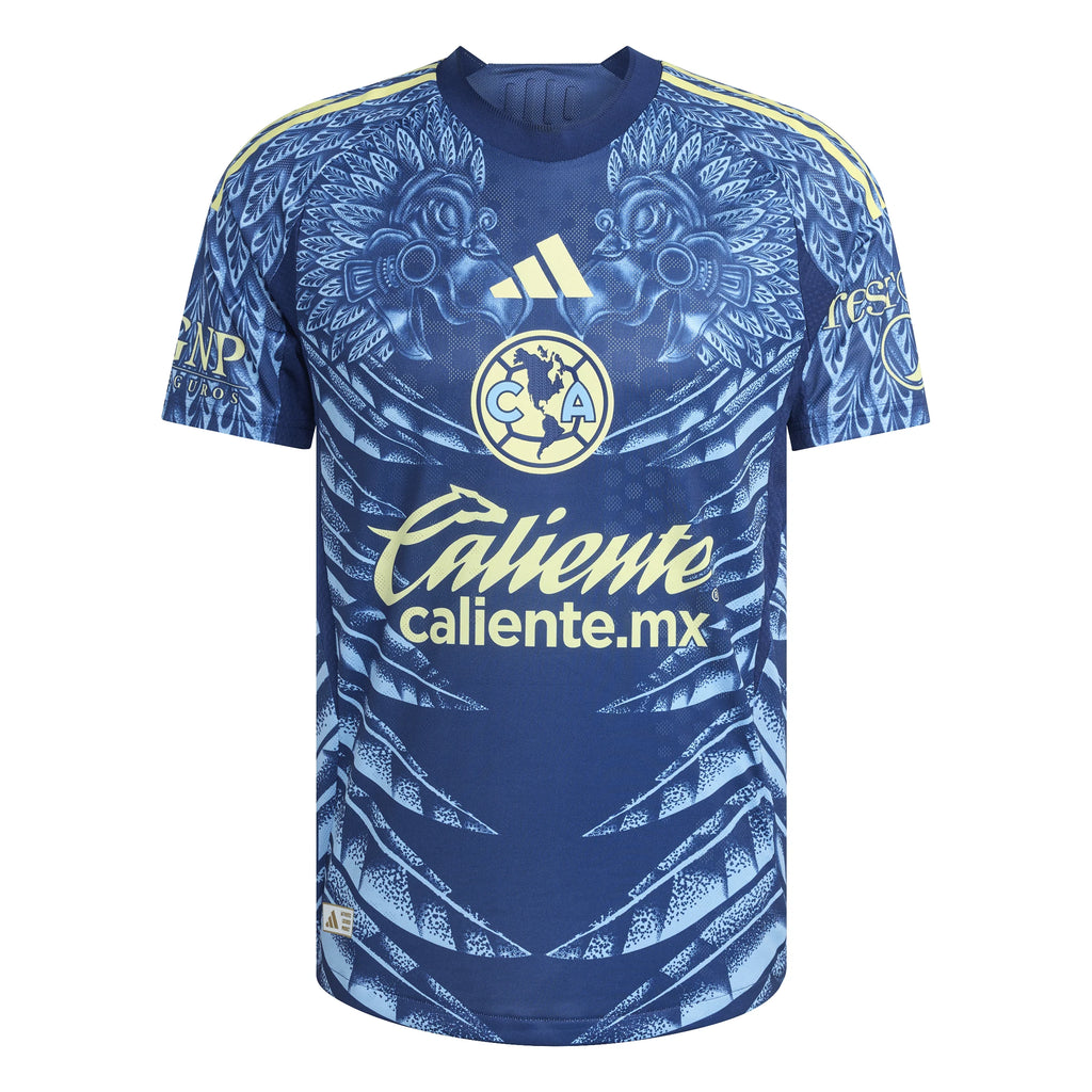 adidas Club América Mens Away Authentic Soccer Jersey 25 26 Blue
