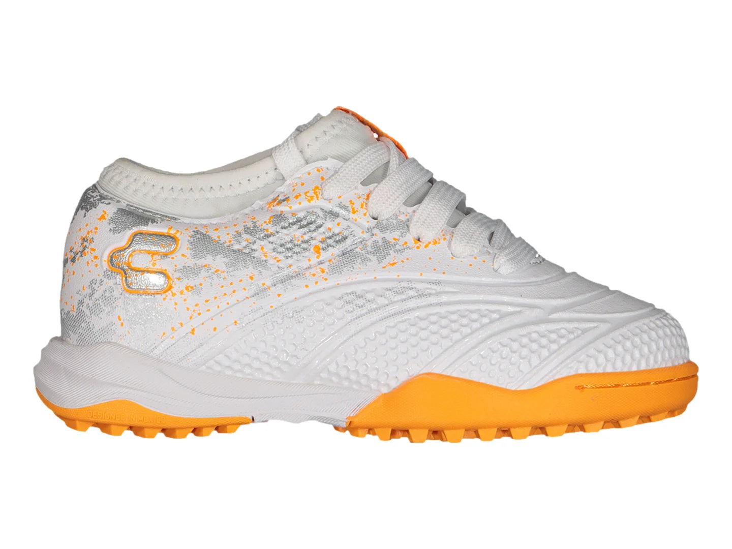 Tenis de Fútbol Charly TF Blanco y Naranja para Niño