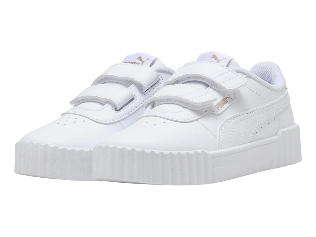 Tenis PUMA Carina 30 V Blanco y Oro para Niña