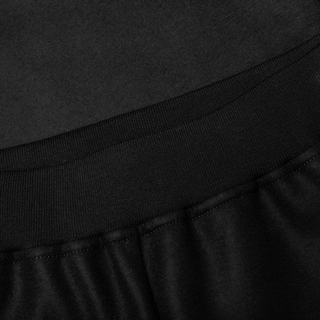 Melton Wool Trousers with Drawstring at Hems Black