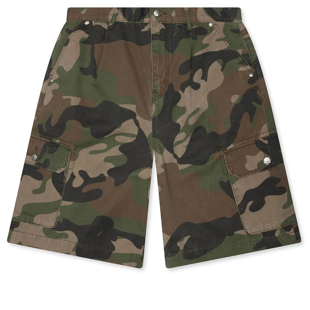 Woodland Camo Shorts Washed Green
