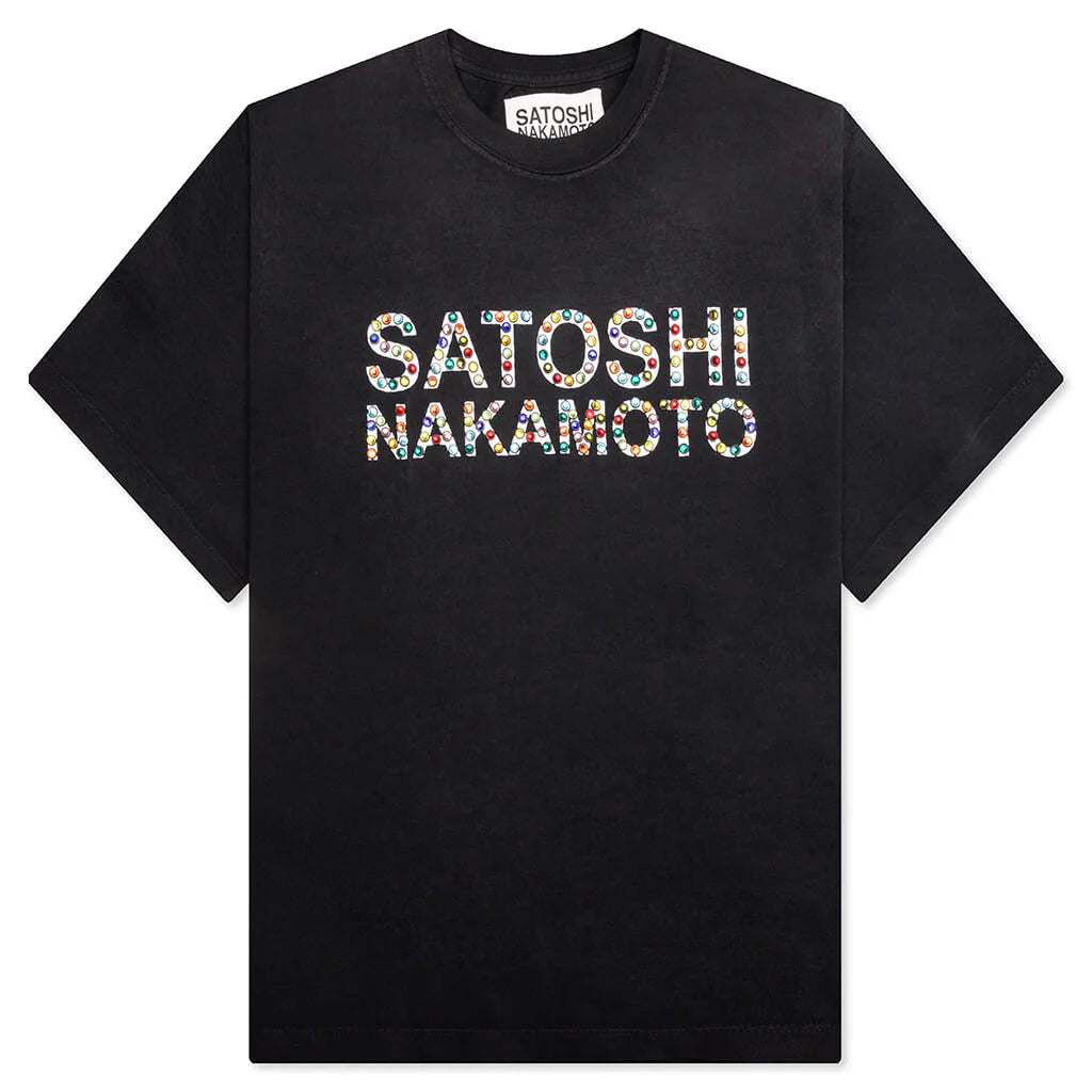 Studded Logo Tee Washed Black