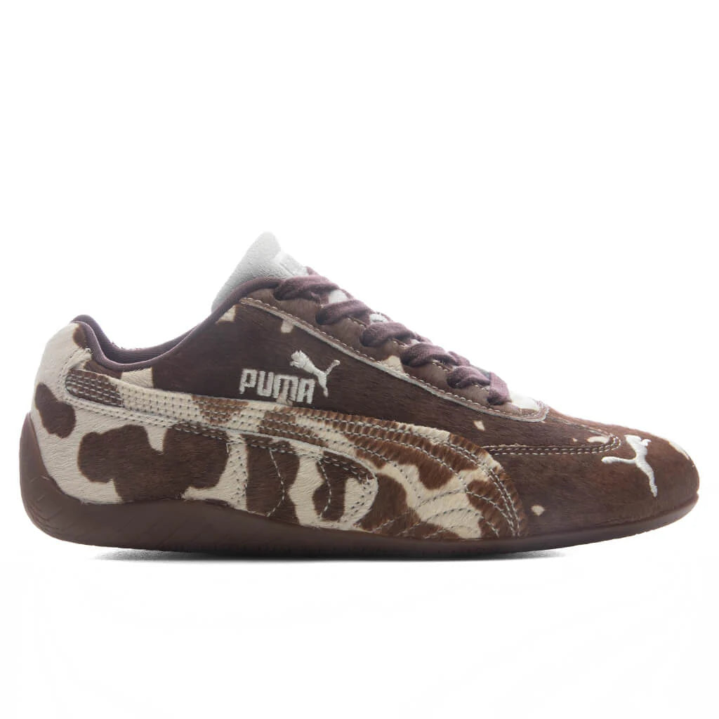 Womens Speedcat Cow Print Chocolate Brown Gum