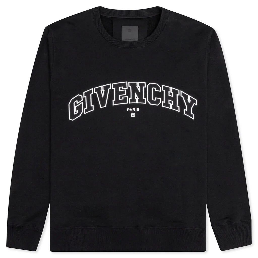 College Embroidered Slim Fit Sweatshirt Black