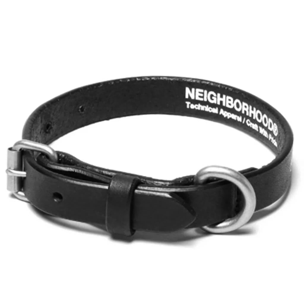 Wide Leather Dog Collar Black