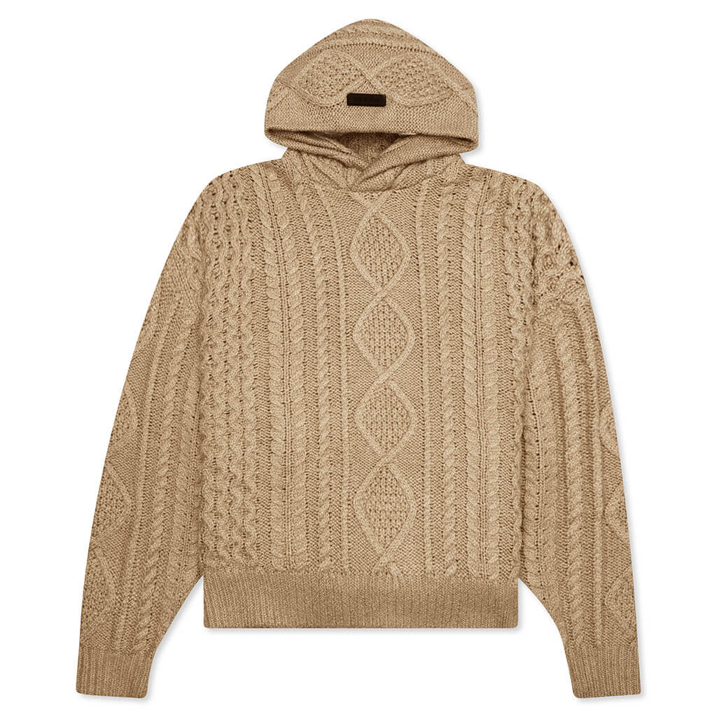 Cable Knit Hoodie Gold Heather