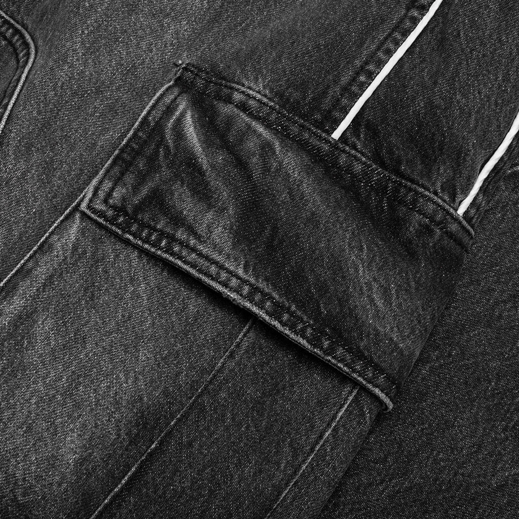 Denim Track Logo Cargo Pants Dark Wash