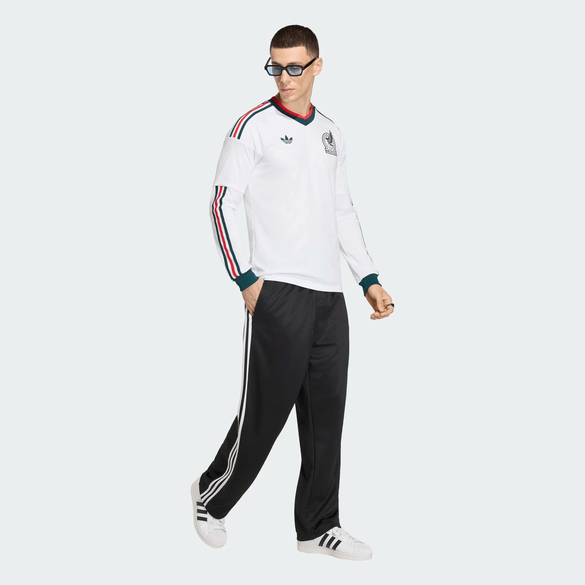 adidas Mexico Away Long Sleeve Mens Soccer Jersey 2026 White