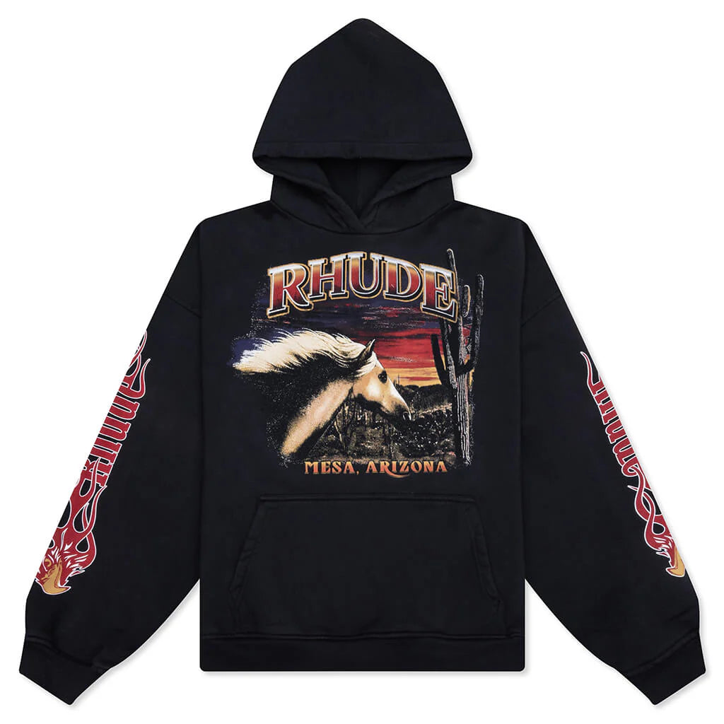 Mesa Stallion Hoodie Vintage Black Red Yellow