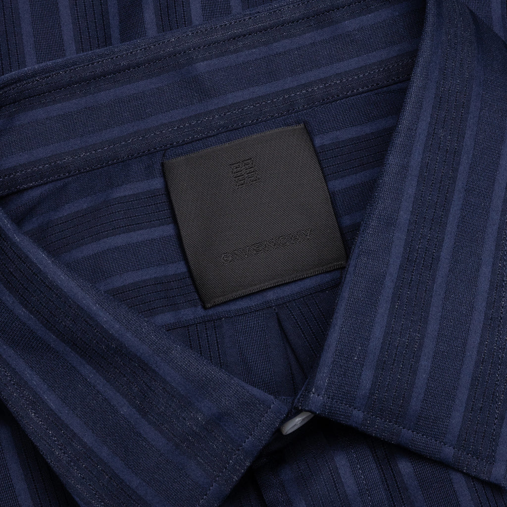 Cotton Voile Shirt With Stripes Navy