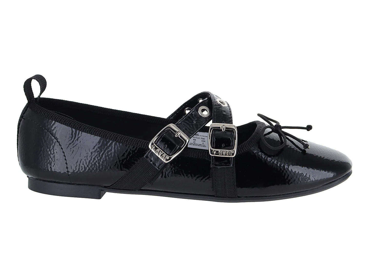 Zapatos Flats Ballerina Luna Rosa Negro para Mujer