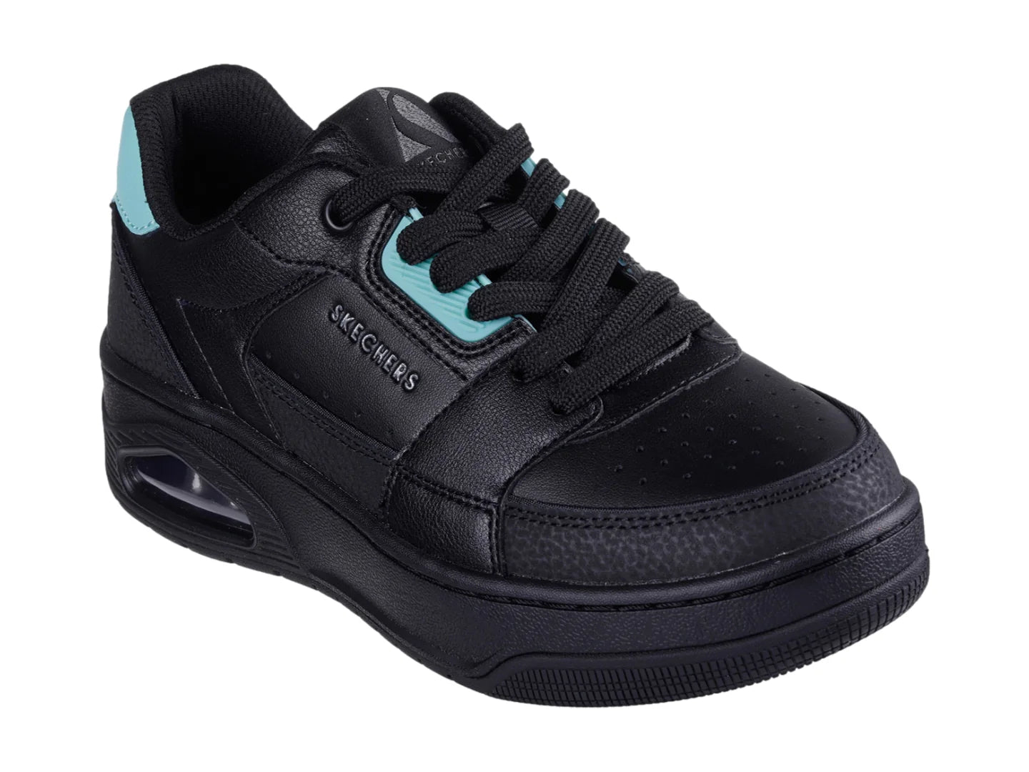 Tenis Skechers One Court Negro con Turquesa para Mujer