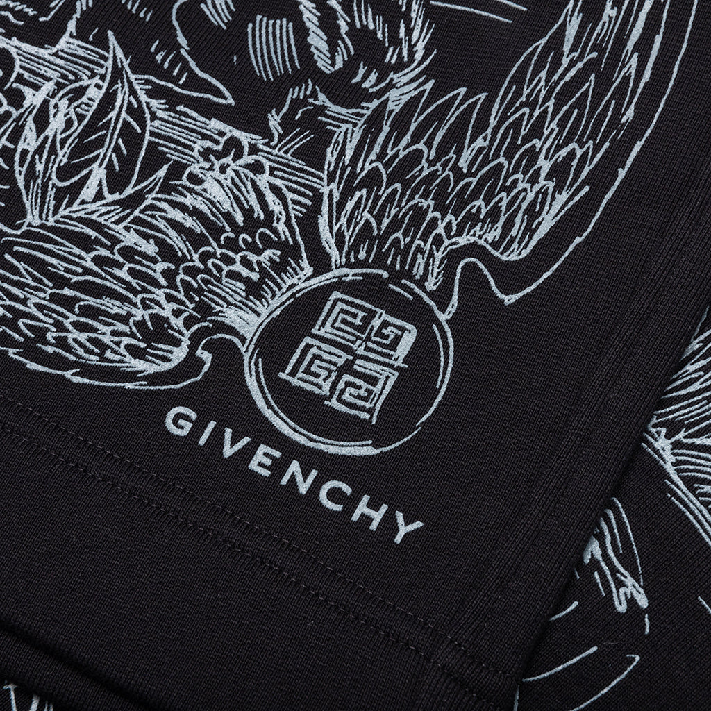 Wolf Print Board Shorts Black