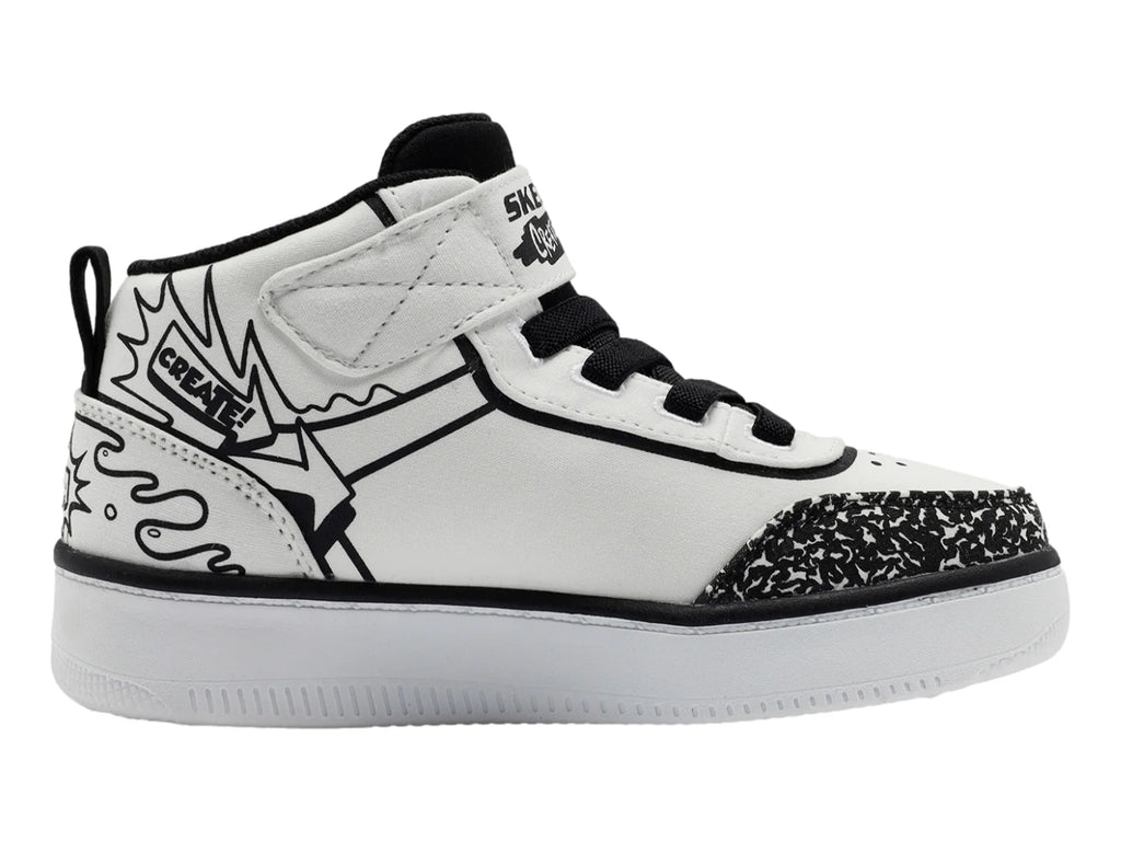 Tenis Skechers Sport Court 92 Blanco y Negro para Niño