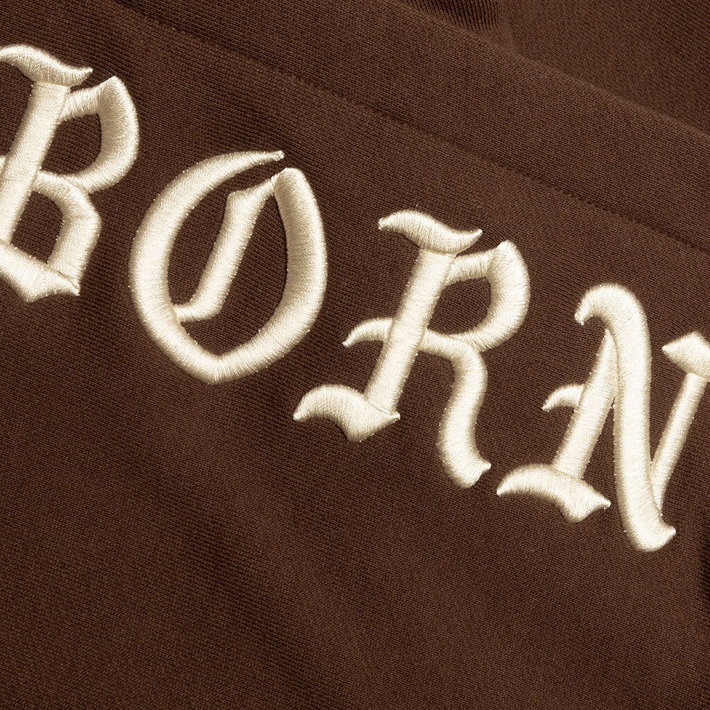 Embroidered Hoodie Walnut W Cream