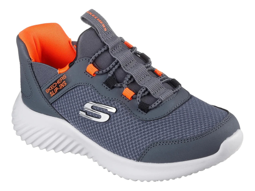 Tenis Skechers Bounder Gris y Naranja para Niño