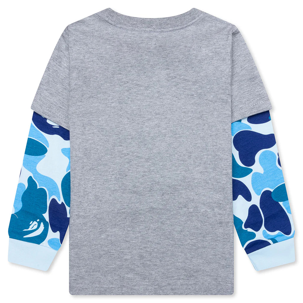 Kids Abc Camo College Layered Sleeves L S Tee Gray