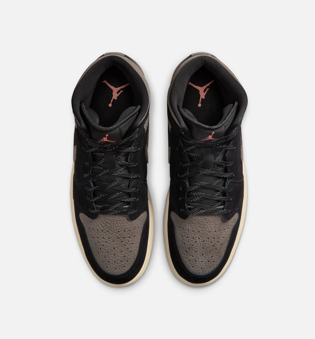 Air Jordan 1 Mid SE Mens Lifestyle Shoe Black Olive Grey Light Wild Mango