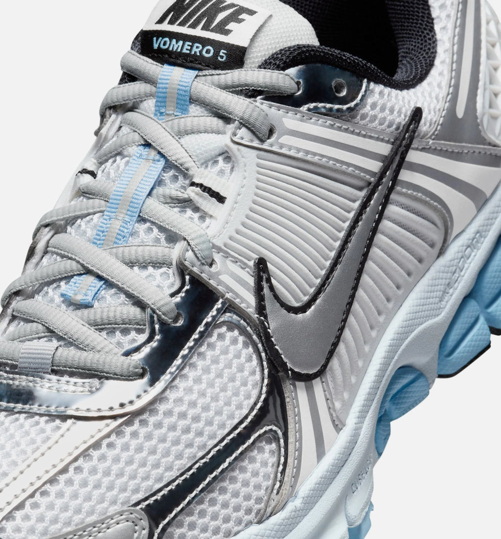 Zoom Vomero 5 Metallic Silver Blue Tint Womens Lifestyle Shoe White Metallic Silver Pure Platinum Blue Tint Platinum Tint Black