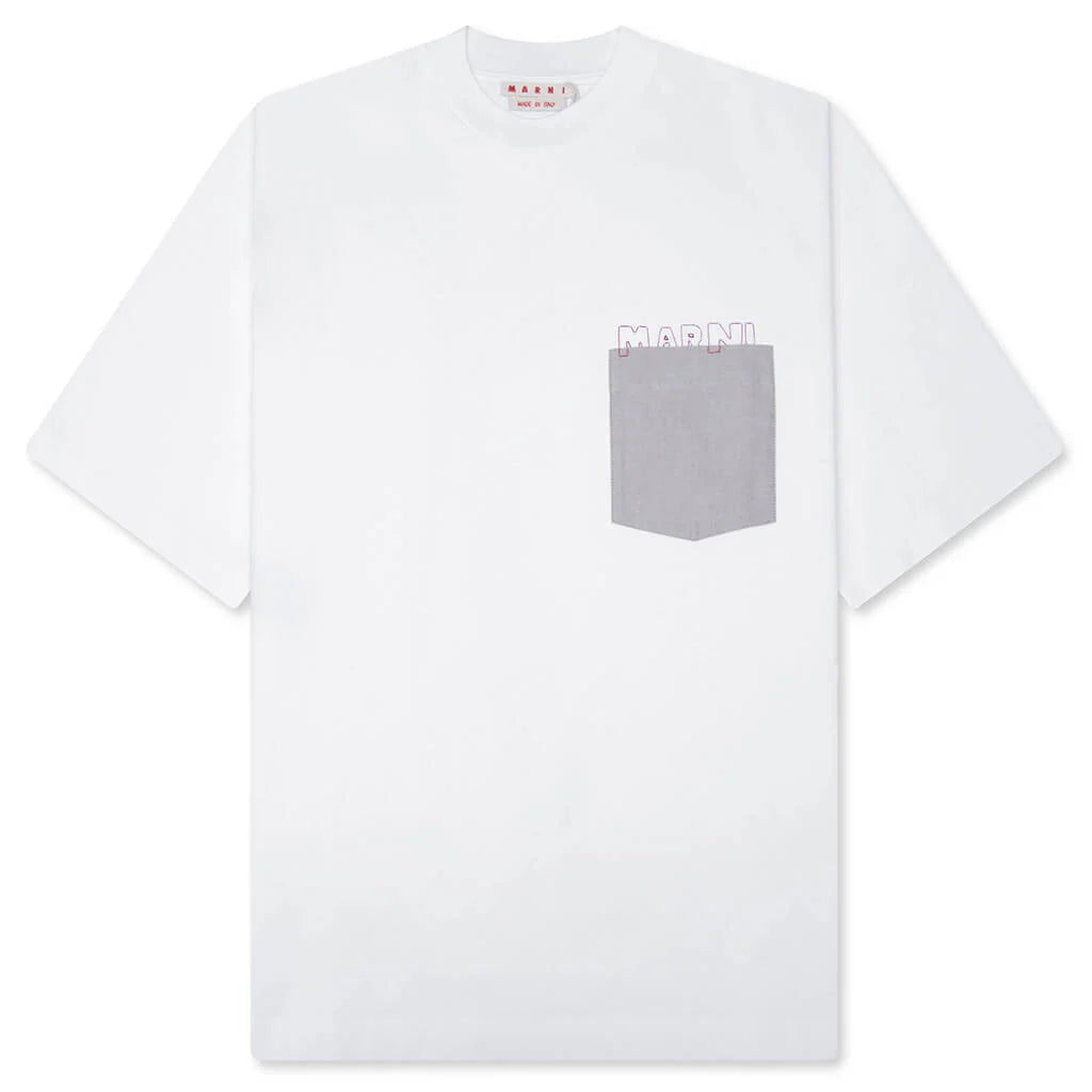 Contrast Pocket T Shirt Lily White