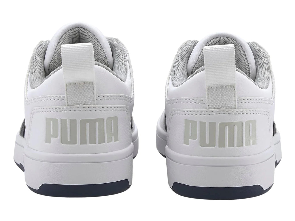Tenis PUMA Rebound Layup Lo SL Blanco y Azul Marino para Niño